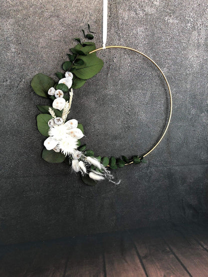 Türkranz Kranz Ring Eukalyptus Gräser Wandkranz Trockenblumen Natur natürlich Hoop Herbst Herbstlich – handgemacht aus Seiden- und Kunstblumen, langlebig & pflegeleicht von SarahsFlowerStudio