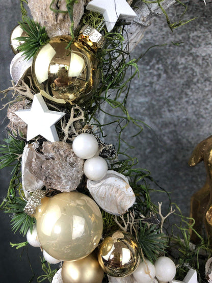 Türkranz Türdeko Türschmuck Weihnachten Weidenkranz Hirsch Zapfen Stern Tanne Band Modern – handgemacht aus Seiden- und Kunstblumen, langlebig & pflegeleicht von SarahsFlowerStudio