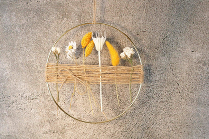 Türkranz Kranz Ring Gräser Wandkranz Trockenblumen Natur natürlich Hoop Fensterdeko – handgemacht aus Seiden- und Kunstblumen, langlebig & pflegeleicht von SarahsFlowerStudio