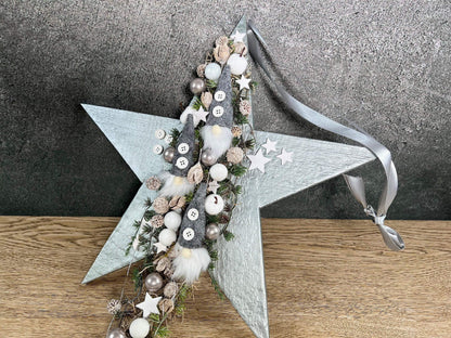 Advent Türkranz Stern 40cm Wichtel Stern Türdekoration Türschmuck Fensterdeko Weihnachten Weihnachtsdekoration – handgemacht aus Seiden- und Kunstblumen, langlebig & pflegeleicht von SarahsFlowerStudio