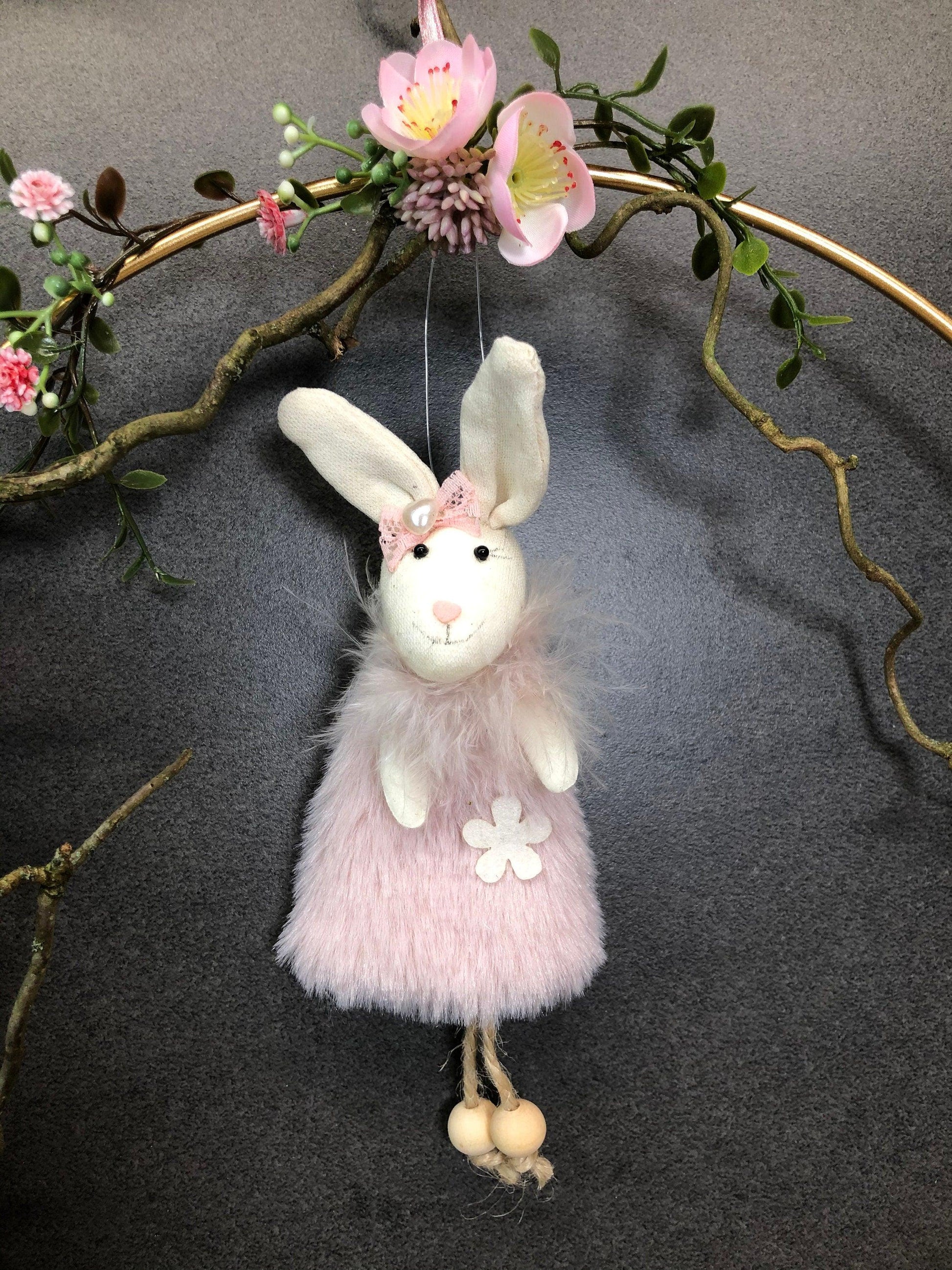 Türkranz Frühling mit Hasen & Maiglöckchen – Osterkranz Seidenblumen handgefertigt – Türkranz – SarahsFlowerStudio