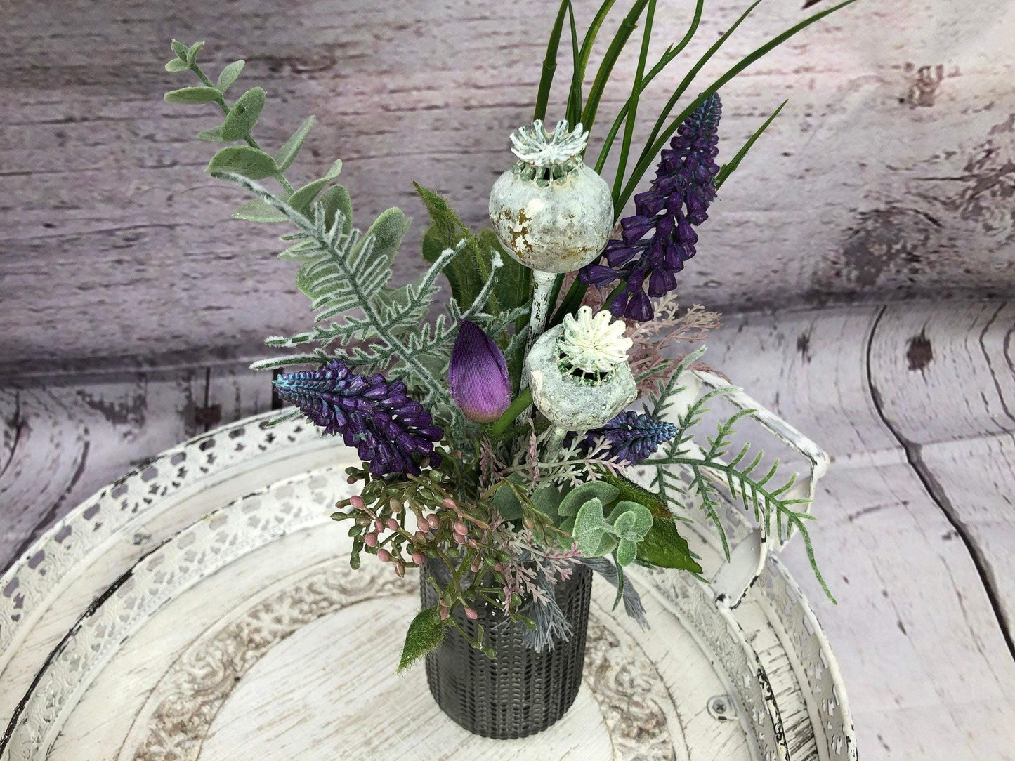 Trockenblumen Strauß in Vase – langlebige Dekoration mit Eukalyptus – Trockenblumen – SarahsFlowerStudio