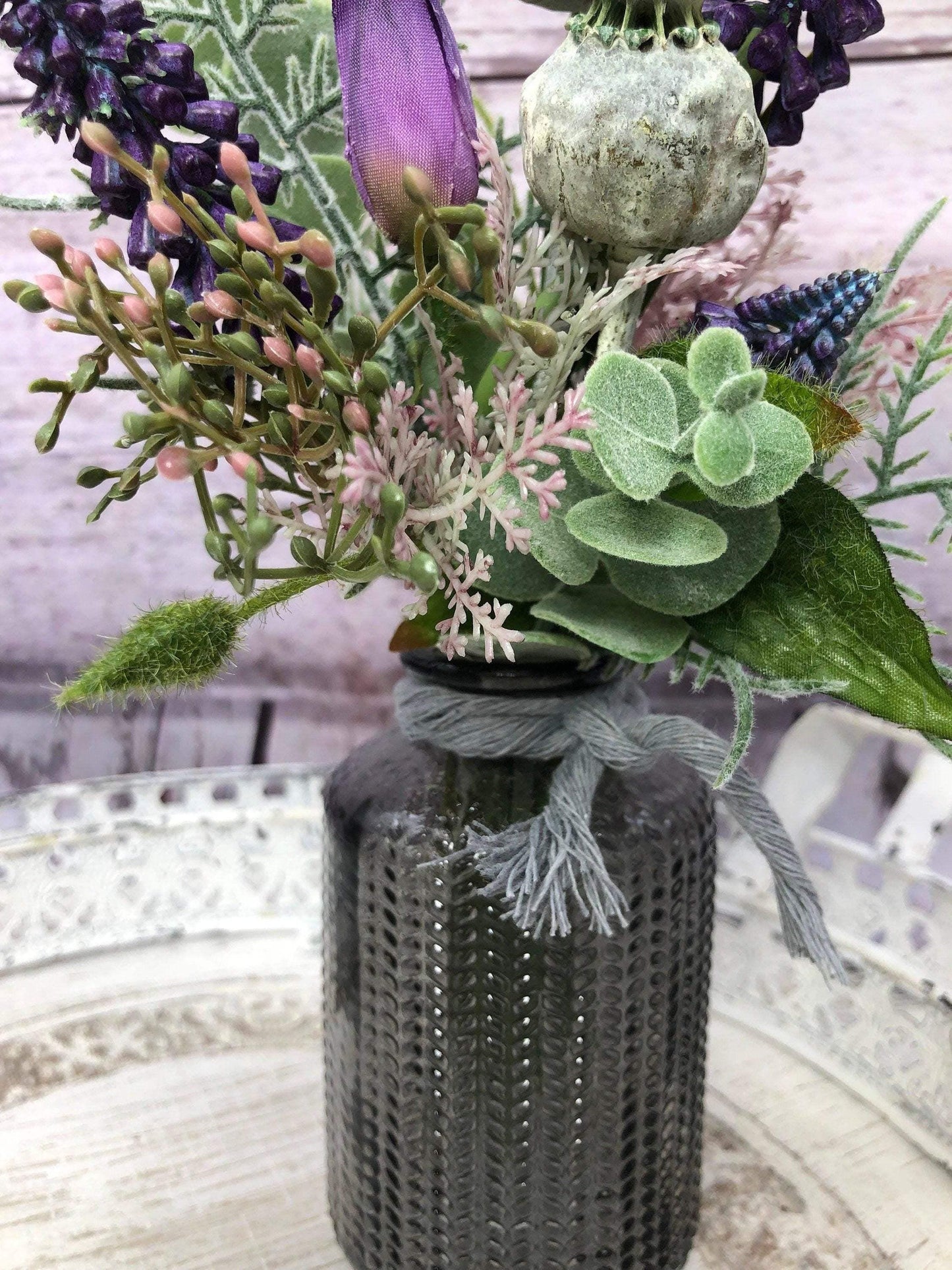 Trockenblumen Strauß in Vase – langlebige Dekoration mit Eukalyptus – Trockenblumen – SarahsFlowerStudio