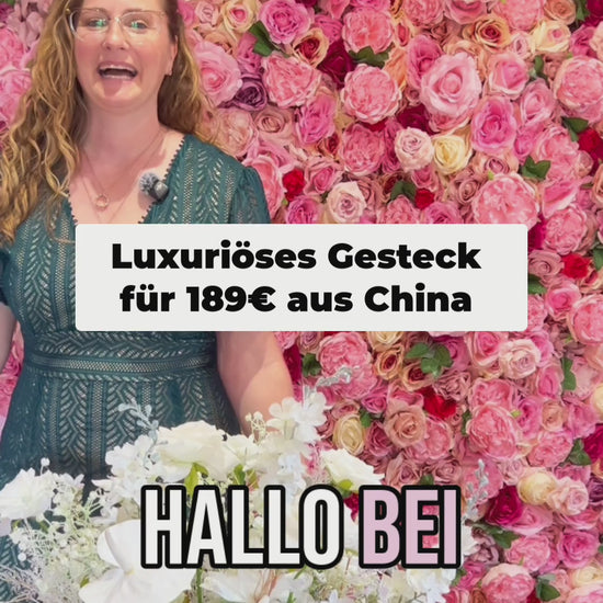Video: Premium Seidenblumen Gesteck in Weiß – Sarah erklärt das handgefertigte Arrangement aus Rosen, Orchideen und Hortensien