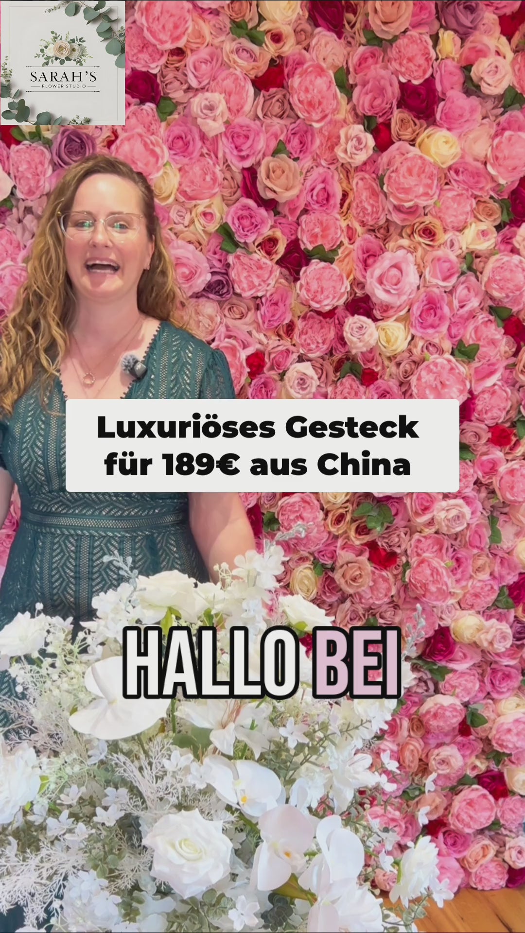 Video: Premium Seidenblumen Gesteck in Weiß – Sarah erklärt das handgefertigte Arrangement aus Rosen, Orchideen und Hortensien