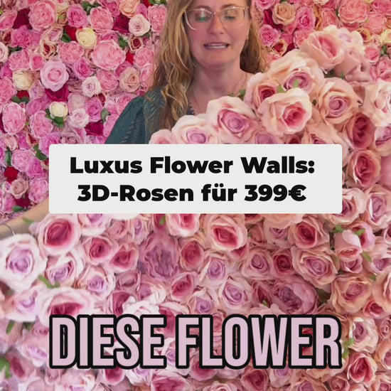 Video: Rosa Seidenblumen-Wand im Detail – 3D-Tiefe und realistische Wirkung der handgefertigten Flower Wall