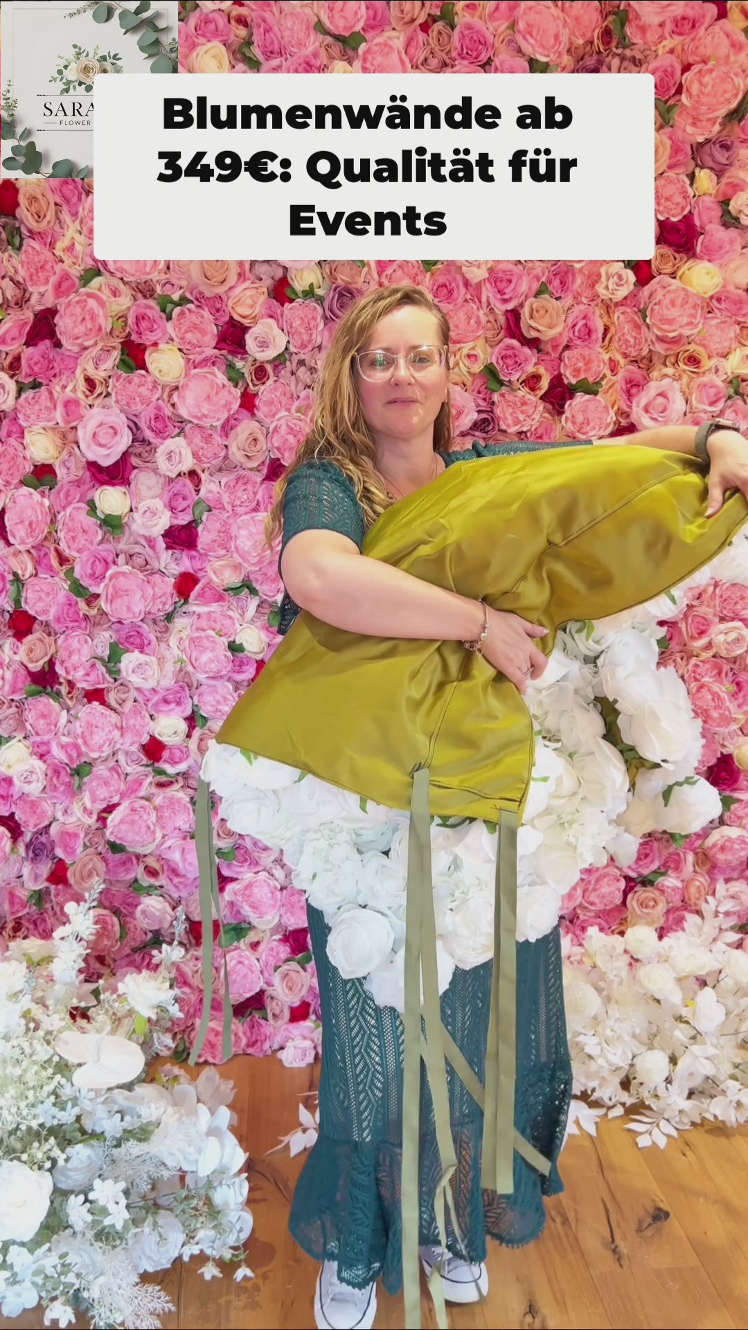 Flower Wall aus Seidenblumen – räumliche 3D-Tiefe und realistische Wirkung im Detail